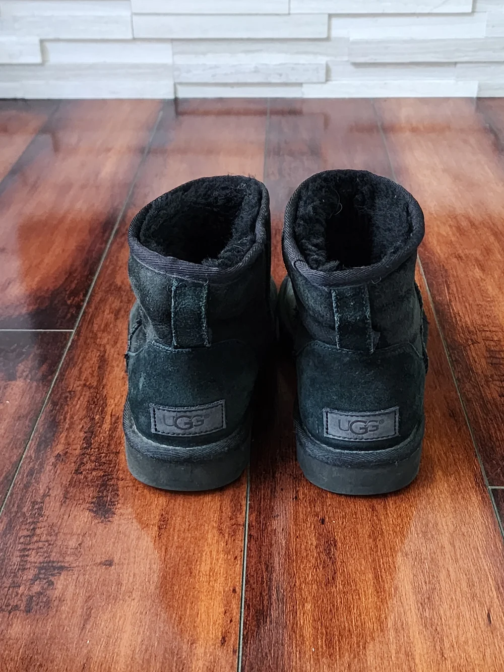 UGG Classic Mini II Black Suede Sheepskin Boots Women's US 6 EU 37